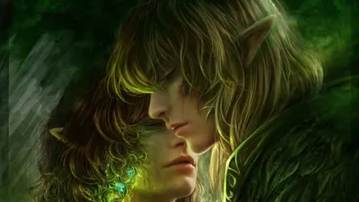 Captivating Fantasy Two Fantasy Wallpaper 4K 1920x1080 A, Captivating, Hd, Fantasy, Wallpaper, Featuring, Two, Ethereal, Figures, Leaning, Tender, Moment, Gray, Ultrawide, Full HD