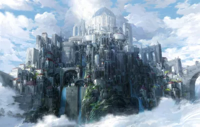 Fantasy City Majestic Ethereal Nature Wallpaper 4K 1920x1225 Hd, Fantasy, City, Wallpaper, And, Background, Featuring, A, Majestic, Ethereal, Cascading, Waterfalls, White, Ultrawide, Full HD