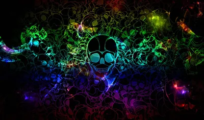 Vibrant Psychedelic Abstract Art Abstract Wallpaper 4K 1920x1128 A, Vibrant, Psychedelic, Abstract, Art, Piece, Featuring, Colorful, Skulls, Against, Dark, Creating, Purple, Green, Brown, Ultrawide, Full HD