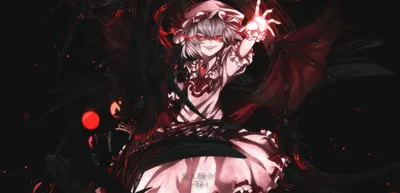 Vivid Dark Wallpaper Black/Dark Wallpaper 4K 1919x927 Dark-themed, Hd, Anime, Wallpaper, Featuring, Remilia, Scarlet, From, Touhou, Showcasing, Her, Intense, White, Ultrawide