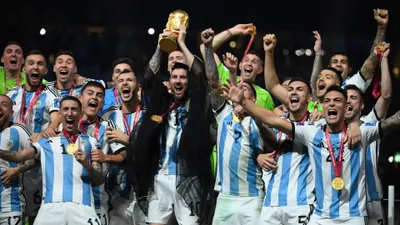 Lionel Messi Argentina National Football Animals Wallpaper 4K 3840x2160 Lionel, Messi, And, The, Argentina, National, Football, Team, Celebrate, World, Cup, Trophy, White, Ultrawide, 4k