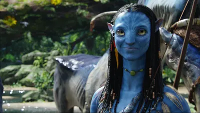 Neytiri Avatar Smiles Yellow Eyes Black/Dark Wallpaper 4K 1920x1080 Neytiri, From, Avatar, Smiles, With, Yellow, Eyes, And, Long, Black, Hair, She, Gray, Ultrawide, Full HD