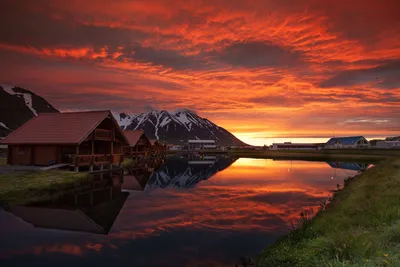 Sunset Iceland Reflects Vivid Colors Nature Wallpaper 4K 2880x1920 A, Stunning, Sunset, Over, Iceland, Reflects, Vivid, Colors, Serene, Lake, Framed, Charming, Brown, Red, Landscape, QHD