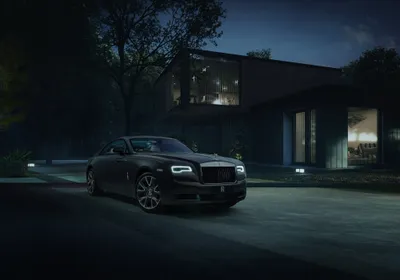 Calm Sleek Wallpaper Black/Dark Wallpaper 4K 4000x2804 A, Sleek, Black, Rolls-royce, Wraith, Parked, In, Front, Modern, House, Night, Captured, Brown, Gray, Landscape, 4k