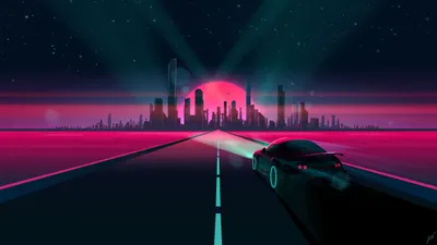 Radiant Retrowave Wallpaper World Wallpaper 4K 2560x1440 Hd, Pc, Desktop, Wallpaper, Featuring, A, Retrowave, Cityscape, Sleek, Car, Driving, Toward, Red, Ultrawide, QHD