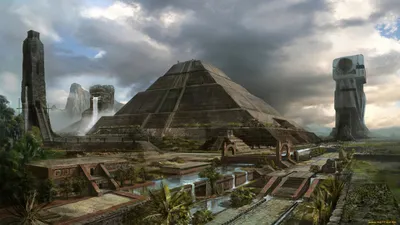 Fantasy City Ancient Pyramid Nature Wallpaper 4K 1920x1080 Hd, Fantasy, City, Wallpaper, Featuring, An, Ancient, Pyramid-like, Structure, Surrounded, Towering, Statues, Gray, Ultrawide, Full HD