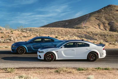 Two Dodge Charger Srt Muscle Nature Wallpaper 4K 3000x2001 Two, Dodge, Charger, Srt, Muscle, Cars, Including, A, White, Hellcat, Parked, Side, Pink, Green, Gray, Landscape, QHD