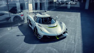 Silver Koenigsegg Jesko Abstract Wallpaper 4K 3840x2160 A, Silver, Koenigsegg, Jesko, Hypercar, Displayed, Inside, Glass-walled, Showroom, Captured, Sharp, Detail, Gray, Ultrawide, 4k