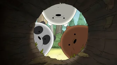 Bare Bears Characters Peeking Log Abstract Wallpaper 4K 3840x2160 We, Bare, Bears, Characters, Peeking, Through, A, Log, Desktop, Gray, Ultrawide, 4k