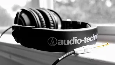 Black Audio Technica Headphones Rest Cars Wallpaper 4K 1920x1080 Black, Audio-technica, Headphones, Rest, On, A, Windowsill, In, Sharp, Black-and-white, Desktop, Focused, White, Gray, Ultrawide, Full HD