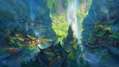 Bright Fantasy Wallpaper World Wallpaper 4K 1920x1080 Hd, Fantasy, Wallpaper, Showcasing, A, Picturesque, Scenery, With, Serene, Waterfall, Majestic, Mountains, White, Brown, Ultrawide, Full HD