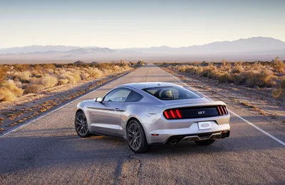 Sleek Silver Mustang Nature Wallpaper 4K 3000x1943 A, Sleek, Silver, 2015, Ford, Mustang, Gt, Parked, Empty, Desert, Road, Mountains, White, Ultrawide, QHD
