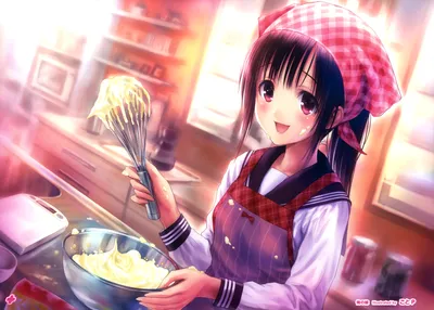 Anime Original Cheerful Abstract Wallpaper 4K 5030x3600 Anime, Original, 4k, Ultra, Hd, Pc, Desktop, Wallpaper, Cheerful, Girl, Apron, Headscarf, White, Landscape