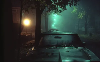 Vibrant Serene Wallpaper Cars Wallpaper 4K 1920x1200 A, Serene, Night, Scene, Featuring, Parked, Cars, Under, Soft, Streetlights, Enveloped, Mist, Brown, White, Ultrawide, Full HD