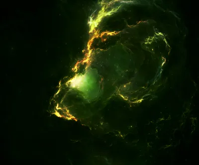 Vibrant Vivid Wallpaper Space Wallpaper 4K 4000x3322 A, Vivid, Green, And, Yellow, Sci‑fi, Nebula, Glowing, Against, Dark, Space, Captured, Orange, Square, 4k