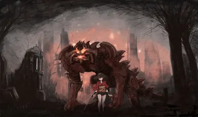 Anime Original Depicting World Wallpaper 4K 1920x1138 Anime-style, Original, Hd, Desktop, Wallpaper, Depicting, A, Dark, Post-apocalyptic, Cityscape, Giant, Armored, Gray, Ultrawide, Full HD