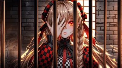 Anime Blonde Girl Black/Dark Wallpaper 4K 1920x1080 Hd, Anime, Wallpaper, Featuring, A, Blonde, Girl, With, Red, Eyes, Behind, Prison, White, Black, Ultrawide, Full HD
