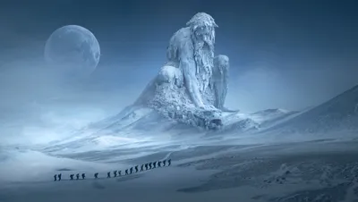 Depicting Fantasy Winter Landscape Group Nature Wallpaper 4K 5000x2830 Hd, Wallpaper, Depicting, A, Fantasy, Winter, Landscape, With, Group, Adventurers, Trekking, Towards, Gray, Ultrawide, 4k