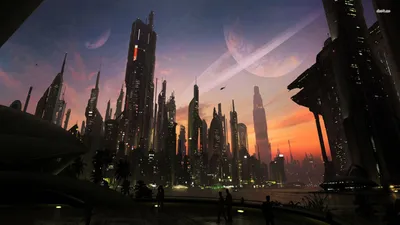 Crisp Futuristic Wallpaper World Wallpaper 4K 1920x1080 A, Stunning, Hd, Wallpaper, Featuring, Futuristic, Sci‑fi, Cityscape, Sunset, Towering, Skyscrapers, Vibrant, Gray, Ultrawide, Full HD