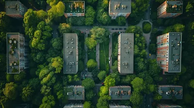 Aerial Green Cityscape World Wallpaper 4K 2912x1632 Aerial, View, Of, A, Green, Cityscape, With, Trees, Buildings, Desktop, Gray, Ultrawide, QHD