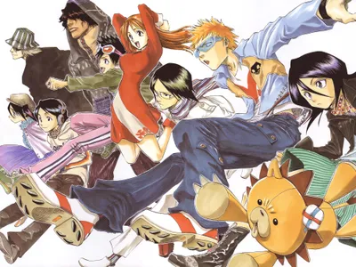 Dynamic Group Characters Bleach Abstract Wallpaper 4K 4000x3000 A, Dynamic, Group, Of, Characters, From, Bleach:, Including, Ichigo, Kurosaki, Rukia, Kuchiki, White, Landscape, 4k