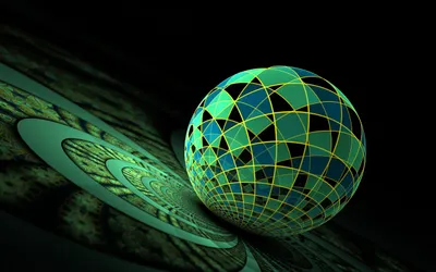 Bold Captivating Wallpaper Abstract Wallpaper 4K 2560x1600 A, Captivating, 3d, Fractal, Design, Featuring, Geometric, Sphere, Green, Blue, Grid, Set, Brown, Ultrawide, QHD