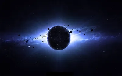 Sci Dark Planet Surrounded Glowing Wallpaper 4K, Space category