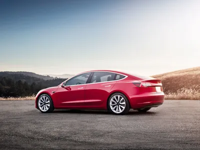 Crisp Red Wallpaper Abstract Wallpaper 4K 2400x1800 A, Red, Tesla, Model, 3:, Parked, Outdoor, With, Scenic, Backdrop, Serves, Sleek, White, Landscape, Full HD