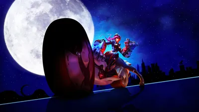 Dynamic Fantasy League Legends Moonlit Space Wallpaper 4K 3000x1688 A, Dynamic, Fantasy, Scene, Featuring, Vi, From, League, Legends, Set, Against, Moonlit, Red, White, Gray, Ultrawide, QHD