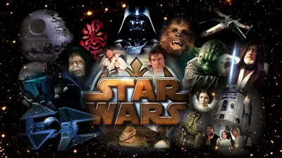 Star Wars Depicting Iconic Space Wallpaper 4K 1920x1080 Hd, Wallpaper, Of, Star, Wars, Depicting, Iconic, Characters, Ships, Around, Central, Logo, Black, Brown, Gray, Ultrawide, Full HD