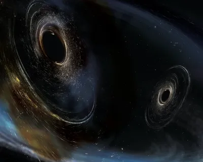 Sci Two Black Holes Wallpaper 4K, Space category