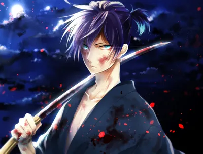 Bold Yato Wallpaper Black/Dark Wallpaper 4K 2829x2150 Hd, Desktop, Wallpaper, Featuring, Yato, From, Noragami, With, Purple, Hair, Blue, Eyes, White, Landscape, QHD