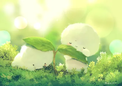 Two Cute Fluffy Fantasy Wallpaper 4K 2000x1414 Hd, Desktop, Wallpaper, Featuring, Two, Cute, Fluffy, Fantasy, Creatures, Leaf, Accents, Set, White, Landscape, Full HD