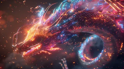 Vibrant Glowing Fantasy Dragon Fantasy Wallpaper 4K 2912x1632 Hd, Pc, Desktop, Wallpaper, Featuring, A, Vibrant, Glowing, Fantasy, Dragon, Fiery, Electric, Gray, Ultrawide, QHD