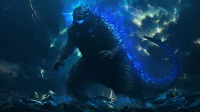 Godzilla Monsterverse Stands Amid Fantasy Wallpaper 4K 5334x3000 Godzilla, From, The, (monsterverse), Stands, Amid, A, Stormy, Lightning-filled, Fantasy, Landscape, Ultra, Brown, Red, Ultrawide, 4k