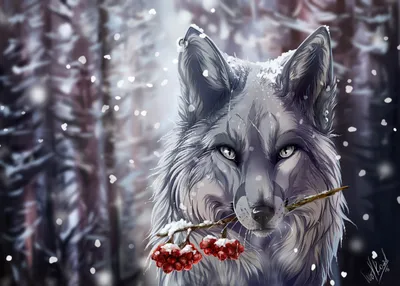 Fantasy Majestic Wolf Snowy Forest Nature Wallpaper 4K 1400x1000 Hd, Fantasy, Desktop, Wallpaper, Featuring, A, Majestic, Wolf, Snowy, Forest, Holding, Sprig, Gray, Landscape