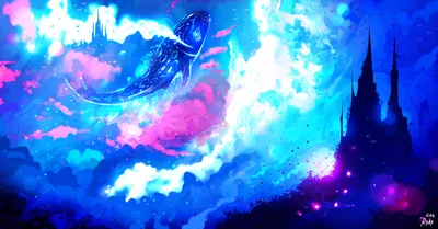 Dark Vibrant Wallpaper Fantasy Wallpaper 4K 2250x1175 A, Vibrant, Anime-style, Hd, Wallpaper, Featuring, Fantasy, Scene, Majestic, Fish, Swimming, Through, White, Blue, Ultrawide, Full HD