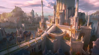 Majestic Fantasy City Bathed Soft World Wallpaper 4K 1920x1080 A, Stunning, Hd, Desktop, Wallpaper, Showcasing, Majestic, Fantasy, City, Bathed, Soft, Sunlight, White, Ultrawide, Full HD