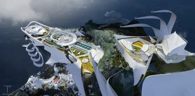 Futuristic Sci City Sleek White World Wallpaper 4K 3840x1895 A, Futuristic, Sci‑fi, City, With, Sleek, White, Architectural, Structures, Set, Against, Dramatic, Gray, Ultrawide, 4k