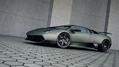 Calm Sleek Wallpaper Cars Wallpaper 4K 1920x1080 A, Sleek, Lamborghini, Murcielago, Parked, On, Modern, Tiled, Surface, Showcasing, Striking, Design, Gray, Ultrawide, Full HD
