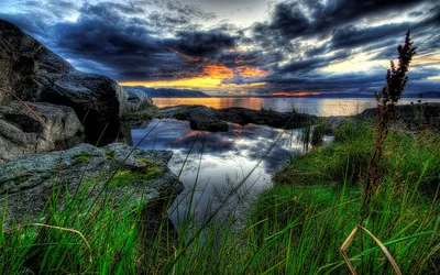 Bright Nature Wallpaper Nature Wallpaper 4K 1680x1050 Hd, Nature, Wallpaper, Featuring, A, Stunning, Sunset, Over, Rocky, Shoreline, Grassy, Foreground, White, Gray, Ultrawide