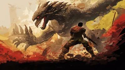Radiant Monster Wallpaper Games Wallpaper 4K 2912x1632 Hd, Desktop, Wallpaper, Featuring, A, Monster, Hunter, Game, Scene, Warrior, Facing, Gigantic, White, Ultrawide, QHD
