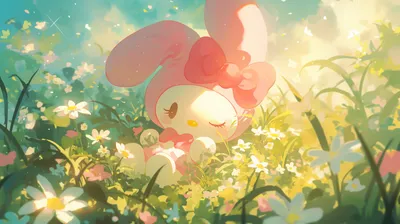 Melody Onegai Relaxes Vibrant Field Nature Wallpaper 4K 2912x1632 My, Melody, From, Onegai, Relaxes, In, Vibrant, Field, Filled, Flowers, Surrounded, Soft, White, Ultrawide, QHD