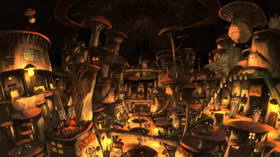 Mushroom City World World Wallpaper 4K 1900x1068 Mushroom, City, Brown, Ultrawide