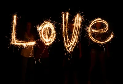 Golden Love Wallpaper Black/Dark Wallpaper 4K 2048x1397 Hd, Pc, Desktop, Wallpaper, Love, Spelled, With, Sparklers, Night, Fireworks-style, Long-exposure, Photograph, Gray, Orange, Landscape, Full HD