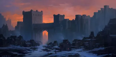 Fantasy City Dusk Grand Fortress Nature Wallpaper 4K 2400x1199 Hd, Wallpaper, Of, A, Fantasy, City, At, Dusk, Featuring, Grand, Fortress, Illuminated, Brown, Ultrawide, Full HD