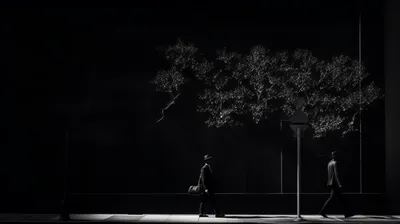Bright Monochrome Wallpaper Black/Dark Wallpaper 4K 2184x1224 Hd, Wallpaper, Featuring, A, Monochrome, City, Scene, With, Silhouettes, Two, People, Walking, Gray, Ultrawide, Full HD