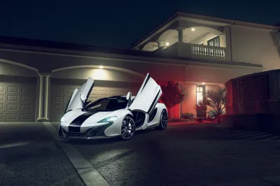 Epic White Wallpaper Animals Wallpaper 4K 2500x1667 White, Mclaren, 650s, Supercar, With, Butterfly, Doors, Open, Parked, Night, Front, Modern, Landscape, Full HD