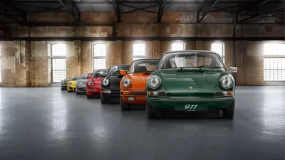 Bright Lineup Wallpaper Cars Wallpaper 4K 1920x1080 A, Lineup, Of, Colorful, Porsche, 911, Cars—green, Orange, Cars, Green, Black, Red, White, Gray, Ultrawide, Full HD