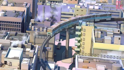 Radiant Anime Wallpaper World Wallpaper 4K 1920x1080 Hd, Anime, Cityscape, Wallpaper, Featuring, A, Futuristic, Monorail, Train, Curving, Above, Streets, White, Gray, Ultrawide, Full HD